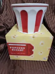 Williams Sonoma Ceramic Popcorn Bowl Bucket Large Red White Striped New