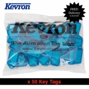 KEVRON KID-5 Bag Of 50 BLUE Plastic Click Key Tags-FREE POST