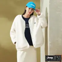 在飛比找momo購物網優惠-【JEEP】女裝 百搭實穿雙面輕暖鋪棉長袖外套(米白)