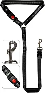 WheComd Dog Seat Belt for Car，Dog Car Harness Dog Seatbelt，Black Nylon Adjustable Heavy-Duty Elastic Retractable Dog Seat Belt，Vehicle Headrest Restraint Safety Dog Seat Belts Pet Dog Essentials