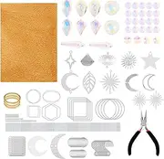 205Pcs DIY Crystal Suncatcher Kit - Decorative Suncatcher Prism Making Supplies Sun Catcher Hanging Décor Faux Crystal Suncatcher Prism Hanging Kit for Window Garden Balcony