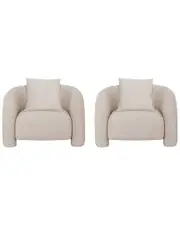 Manhattan Comfort Set of 2 Modern Sylvia Tweed Accent Chairs with Accent Pillow