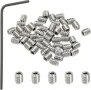 uxcell #4-40x1/8 Internal Hex Socket Set Grub Screws, 50 Pcs 304 Stainless Steel Cup Point Set Screw with Hex Key Wrench for Door Handles Bathroom Fixtures