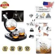Vintage-Inspired Globe Whiskey Decanter with Ice Stones & Cleaning Beads