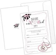 She Earned It Nurse Graduation Invites 20 Cards with Envelopes Nursing Graduation Party Invitations Grad Party Invites for Nursing Students Double Sided Invitation Card for Graduating Decor YT0099