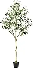 Artificial Olive Tree 6FT, Olive Trees Artificial Indoor with Potted, Large Faux Olive Tree, Suitable for Modern Office Living Room Home Decor Housewarming Gift, 1 Pack