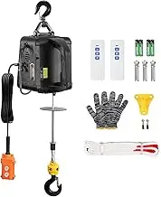VEVOR 3-in-1 Electric Hoist Winch, 500 kg Capacity, 1500W Portable Power Winch Crane, 7 m Lifting Height, 4 m/min with Wired and Wireless Remote Control, for Garage, Warehouse, Factory Lifting Towing