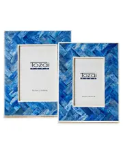 Two's Company Blue Chevron Set of 2 Photo Frame