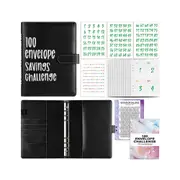 100 Envelope Challenge Binder Budget Planner Savings Book with 200 Card Slots