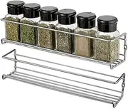 Vivva 2 Tier Single Hanging Spice Rack Organizer For Cabinet- Wall Mounted Seasoning Organizer - Space Saving Design for Kitchen, Pantry, Door (Silver)