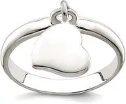 [JewelryWeb] 925 Sterling Silver Polished Dangle Love Heart Ring Statement-Ring for Women