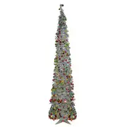 Northlight 6' Silver Tinsel Pop-Up Artificial Christmas Tree White LED Lights