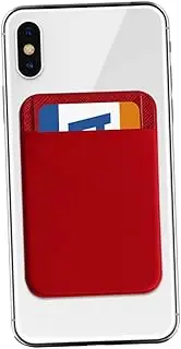 NAMOARLY 2pcs Adhesive Phone Wallet Durable PU Leather Cell Phone Back Pocket Holder for Cards Cash Red Stick Design for Convenient Storage No Bulky Wallet Required