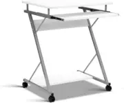 Computer Desk Portable with Wheels Keyboard Tray Bottom Shelf