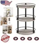 3-Tier Lazy Susan Spice Rack - Industrial Rotating Organizer in Greige and Black