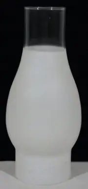 RARE OLD STOCK FROSTED GLASS OIL LAMP HURRICANE CHIMNEY 8.5" TALL EUC