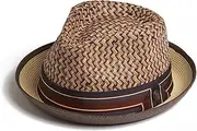 [DASMARCA] Blake Summer Multi Coloured Straw Trilby Hat - Peacn L, Peacn, Large, Peacn, L