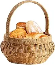 Wicker Basket Round | Food Storage Organizer - Imitation Rattan Bread Baskets Round Wicker Fruit Serving Storage Bowls Decorative with Handles for Kitchen Counter Organizing