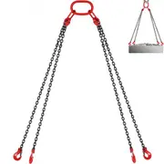 VEVOR Chain Sling 5/16" X 10' Engine Lift Chain G80 Alloy Steel Engine Chain Hoist Lifts 3 Ton with 4 Leg Grab Hooks and Adjuster