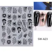 Embossed Glitter Halloween Spider Web Nail Art Stickers Self Adhesive NH27