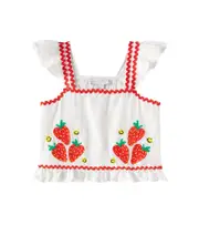 [Stella McCartney Kids] Stella McCartney Kids Embroidered shirred cotton and linen shirt Y 12 white