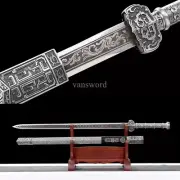 Hand Forged Chinese Han Dynasty Jian 汉剑 Carbon Steel With Pattern Blade Sliver.