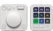 Logitech MX Creative Console, Programmable Keypad with 9 Customizable LCD Keys and Control Dial for Graphic Design, Video Editing, Photography, use with Adobe, Zoom, Spotify and More - Pale Grey