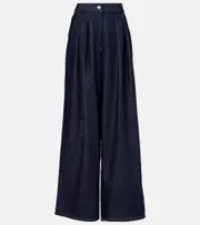 [Dries Van Noten] Dries Van Noten Pleated high-rise wide-leg jeans AU 10 blue