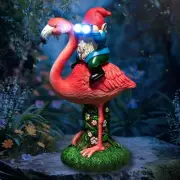 Solar Flamingo Gnome Garden Decor Statue, Outdoor Funny Solar Light Decoration