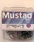 One Pack of 50 Mustad O'Shaughnessy Live Bait Fish Hooks Classic 94151-BR 7/0