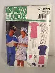 New Look 6777 Scrubs Dress, Top, Skirt, Pants, Hat Pattern S-XL (34-48") Uncut