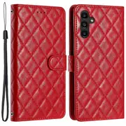 For Samsung Galaxy S24 FE Case Rhombus Pattern Leather Wallet Phone Cover with Strap