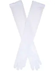 [Dents] Long Sheer Tulle Gloves in White