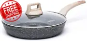 CAROTE Nonstick Frying Pan Skillet8 Non Stick Granite Fry Pan with Glass Lid