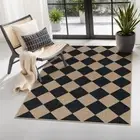 Checkered Easy Jute Entry Rug, 3x5 Black Outdoor Patio Rug for Living Room Fa...