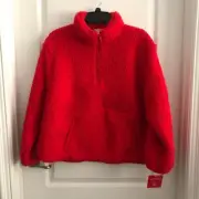 Wondershop Women's Red Faux Shearling Half Zip Pullover, XXL, Valentine's