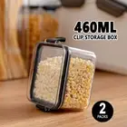 2x Clip Storage Box 460ML Small Airtight Food Container Kitchen Organiser Jar