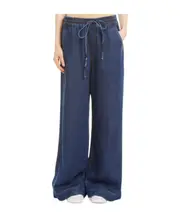 Elastic waist casual pants S Blue