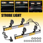 LED Pair Traffic Advisor Emergency Strobe Warning Windshield Light Amber/White