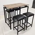 5PCS Bar Table Set 4 Stools Chairs Kitchen Dining Breakfast Cafe Home Bistro Pub