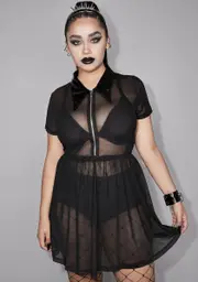 [Widow] Plus Darker Harmonies Mesh Dress