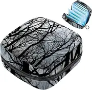 Period Bag,Sanitary Napkin Storage Bag,Black and White Vintage Tree,Tampon Bag for Purse