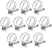 FIXOSHEE 10Pcs Double Wire Stainless Steel Hose Clamps Tube Clips for Hose Connections Durable Water Clips for Plumbing Fire Fighting and Automotive Applications