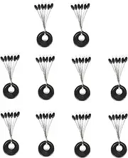 10pcs Fishing Stoppers Black Rubber Stopper Fishing Space Beans Carp Fishing Float Oval Shape M