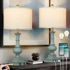 Farmhouse Table Lamps Set of 2, Rustic Touch Control Bedside Large, Blue