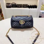 二手現貨 GUCCI 古馳 GG MARMONT 黑色 金鍊鍊條包 斜挎包 黑色 肩背包 443497