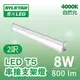 【SYLSTAR喜光】2呎 LED T5 串接支架燈 8W 自然光 4000K