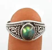 Natural Blue Labradorite -Madagascar 925 Sterling Silver Ring Sz 7