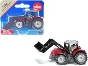Massey Ferguson Tractor with Front Loader Red with Silver Top Diecast Model