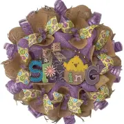 Burlap Spring Chick Handmade Deco Mesh Wreath
